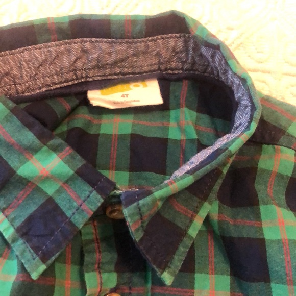 Green Blue and Red Plaid Button Up Long Sleeve Shirt Great for Christmas - Picture 2 of 4